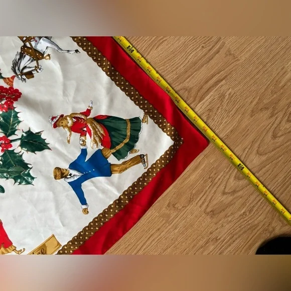 vintage christmas scarf silk - Picture 7 of 10